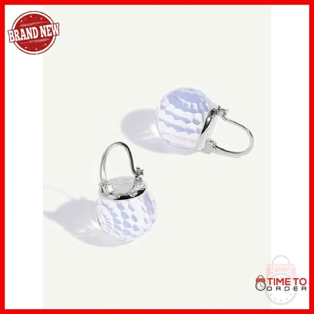 Sterling Silver Platinum Plated Crystal Ball Dangle Earrings Hypoallergenic